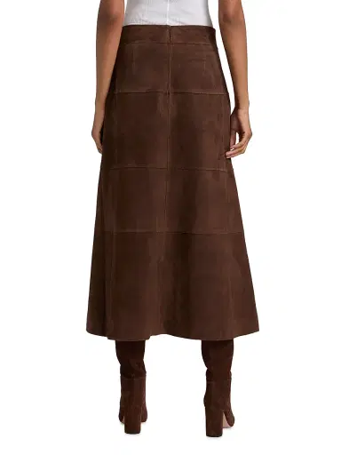 Tanya Taylor Women's Hudson Suede Midi-Skirt - Chocolate | Thumbnail 5 Tanya Taylor Women's Hudson Suede Midi-Skirt - Chocolate | Thumbnail 5
