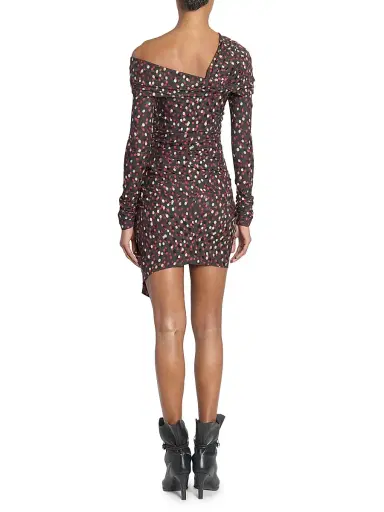 Isabel Marant Women's Velari Spotted Stretch Silk Asymmetric Minidress - Black Red | Thumbnail 5 Isabel Marant Women's Velari Spotted Stretch Silk Asymmetric Minidress - Black Red | Thumbnail 5