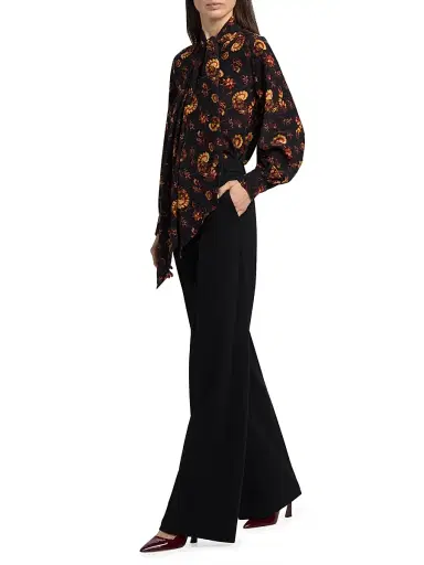 Burberry Women's Lina Floral Silk Tie-Neck Blouse - Crimson Red | Thumbnail 2 Burberry Women's Lina Floral Silk Tie-Neck Blouse - Crimson Red | Thumbnail 2