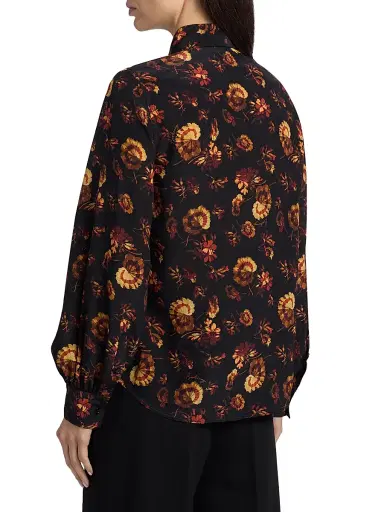 Burberry Women's Lina Floral Silk Tie-Neck Blouse - Crimson Red | Thumbnail 5 Burberry Women's Lina Floral Silk Tie-Neck Blouse - Crimson Red | Thumbnail 5