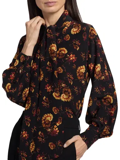 Burberry Women's Lina Floral Silk Tie-Neck Blouse - Crimson Red | Thumbnail 6 Burberry Women's Lina Floral Silk Tie-Neck Blouse - Crimson Red | Thumbnail 6