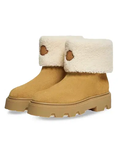 Moncler Women's Aurea Mid Boots in Suede and Shearling - Camel Beige | Thumbnail 2 Moncler Women's Aurea Mid Boots in Suede and Shearling - Camel Beige | Thumbnail 2