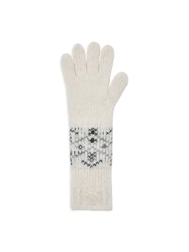 Moncler Women's Gloves in Alpaca & Wool Blend - White | Thumbnail 1 Moncler Women's Gloves in Alpaca & Wool Blend - White | Thumbnail 1