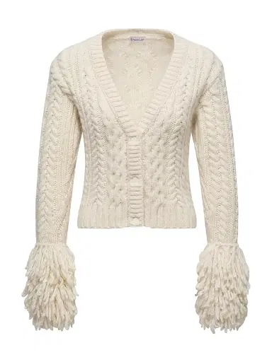 Moncler Women's Cardigan in Alpaca Blend - White | Thumbnail 1 Moncler Women's Cardigan in Alpaca Blend - White | Thumbnail 1