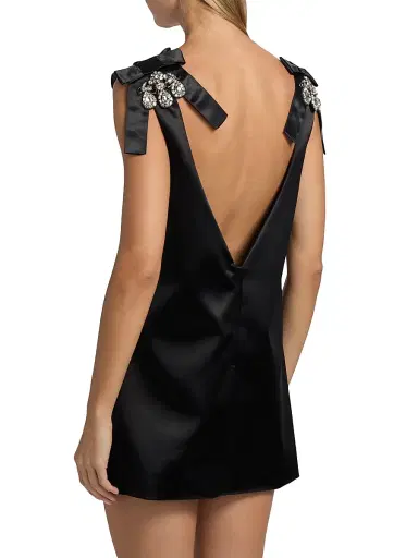 Dolce & Gabbana Women's Embellished Satin Shift Minidress - Nero | Thumbnail 5 Dolce & Gabbana Women's Embellished Satin Shift Minidress - Nero | Thumbnail 5