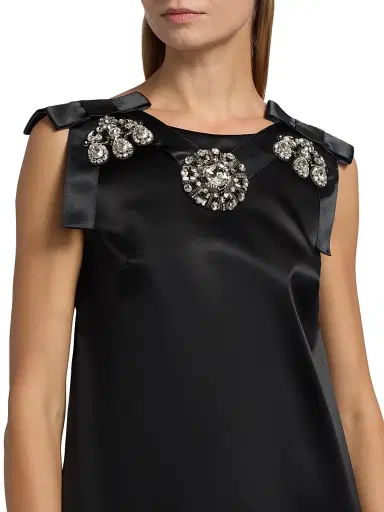 Dolce & Gabbana Women's Embellished Satin Shift Minidress - Nero | Thumbnail 6 Dolce & Gabbana Women's Embellished Satin Shift Minidress - Nero | Thumbnail 6