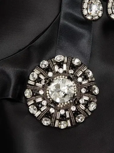 Dolce & Gabbana Women's Embellished Satin Shift Minidress - Nero | Thumbnail 7 Dolce & Gabbana Women's Embellished Satin Shift Minidress - Nero | Thumbnail 7