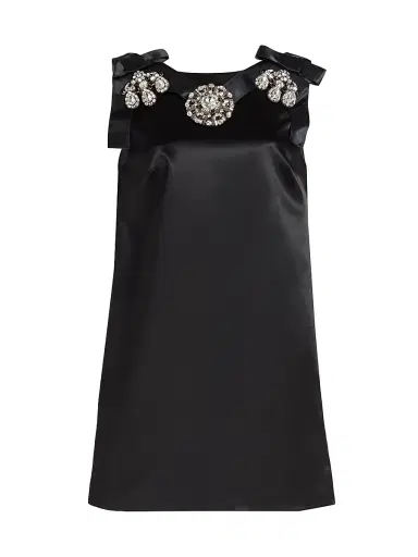 Dolce & Gabbana Women's Embellished Satin Shift Minidress - Nero | Thumbnail 1 Dolce & Gabbana Women's Embellished Satin Shift Minidress - Nero | Thumbnail 1
