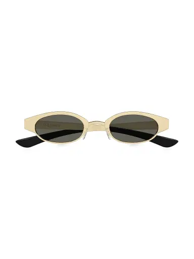 Alexander McQueen Men's Ellipse 48MM Oval Sunglasses - Gold Black | Thumbnail 3 Alexander McQueen Men's Ellipse 48MM Oval Sunglasses - Gold Black | Thumbnail 3