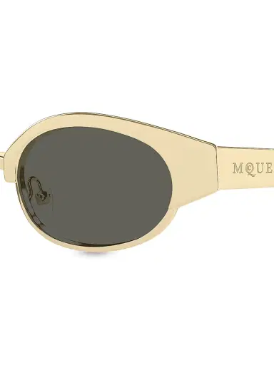 Alexander McQueen Men's Ellipse 48MM Oval Sunglasses - Gold Black | Thumbnail 4 Alexander McQueen Men's Ellipse 48MM Oval Sunglasses - Gold Black | Thumbnail 4