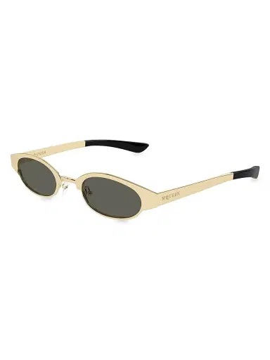 Alexander McQueen Men's Ellipse 48MM Oval Sunglasses - Gold Black | Thumbnail 1 Alexander McQueen Men's Ellipse 48MM Oval Sunglasses - Gold Black | Thumbnail 1