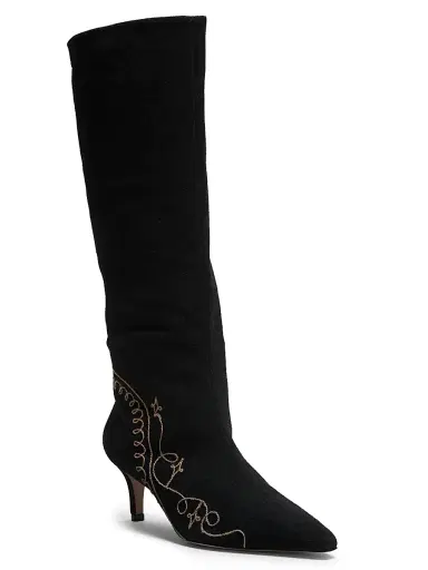 Cinq à Sept Women's Casey 60MM Embroidered Suede Boots - Black Brown Sugar | Thumbnail 2 Cinq à Sept Women's Casey 60MM Embroidered Suede Boots - Black Brown Sugar | Thumbnail 2