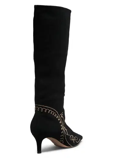 Cinq à Sept Women's Casey 60MM Embroidered Suede Boots - Black Brown Sugar | Thumbnail 3 Cinq à Sept Women's Casey 60MM Embroidered Suede Boots - Black Brown Sugar | Thumbnail 3