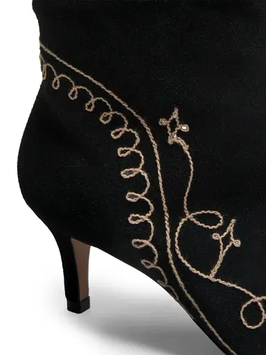 Cinq à Sept Women's Casey 60MM Embroidered Suede Boots - Black Brown Sugar | Thumbnail 5 Cinq à Sept Women's Casey 60MM Embroidered Suede Boots - Black Brown Sugar | Thumbnail 5