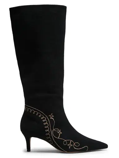 Cinq à Sept Women's Casey 60MM Embroidered Suede Boots - Black Brown Sugar | Thumbnail 1 Cinq à Sept Women's Casey 60MM Embroidered Suede Boots - Black Brown Sugar | Thumbnail 1