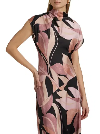 MISA Los Angeles Women's Sally Asymmetric Satin Midi-Dress - Moody Abstract Floral Stn | Thumbnail 6 MISA Los Angeles Women's Sally Asymmetric Satin Midi-Dress - Moody Abstract Floral Stn | Thumbnail 6