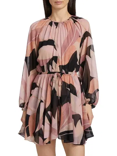 MISA Los Angeles Women's Anthea Abstract-Print Drawstring Minidress - Moody Abstract Floral | Thumbnail 3 MISA Los Angeles Women's Anthea Abstract-Print Drawstring Minidress - Moody Abstract Floral | Thumbnail 3