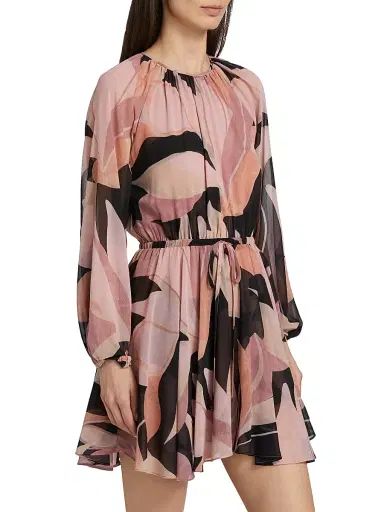 MISA Los Angeles Women's Anthea Abstract-Print Drawstring Minidress - Moody Abstract Floral | Thumbnail 4 MISA Los Angeles Women's Anthea Abstract-Print Drawstring Minidress - Moody Abstract Floral | Thumbnail 4