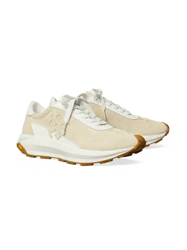 Tory Burch Women's Logo Suede Trainer Sneakers - Light Cream - Size 9.5 | Thumbnail 2 Tory Burch Women's Logo Suede Trainer Sneakers - Light Cream - Size 9.5 | Thumbnail 2