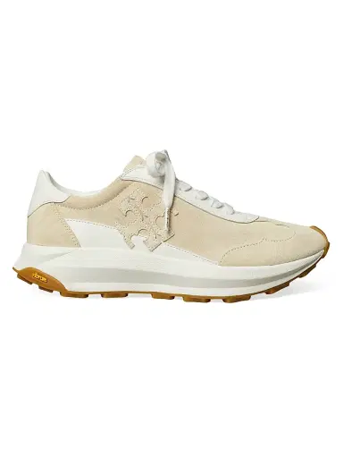 Tory Burch Women's Logo Suede Trainer Sneakers - Light Cream - Size 9.5 | Thumbnail 1 Tory Burch Women's Logo Suede Trainer Sneakers - Light Cream - Size 9.5 | Thumbnail 1
