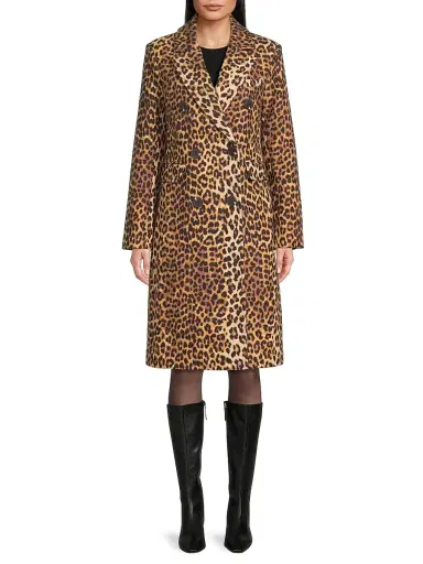 Milly Women's Leopard Double-Breasted Coat | Thumbnail 3 Milly Women's Leopard Double-Breasted Coat | Thumbnail 3