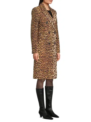 Milly Women's Leopard Double-Breasted Coat | Thumbnail 4 Milly Women's Leopard Double-Breasted Coat | Thumbnail 4