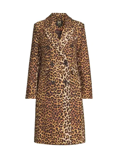 Milly Women's Leopard Double-Breasted Coat | Thumbnail 1 Milly Women's Leopard Double-Breasted Coat | Thumbnail 1