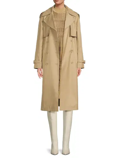 Milly Women's Double-Breasted Belted Trench Coat - Khaki | Thumbnail 2 Milly Women's Double-Breasted Belted Trench Coat - Khaki | Thumbnail 2