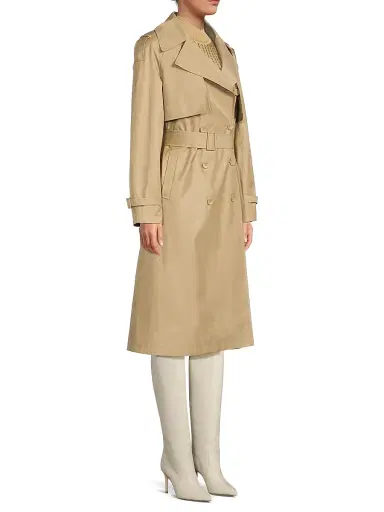 Milly Women's Double-Breasted Belted Trench Coat - Khaki | Thumbnail 4 Milly Women's Double-Breasted Belted Trench Coat - Khaki | Thumbnail 4