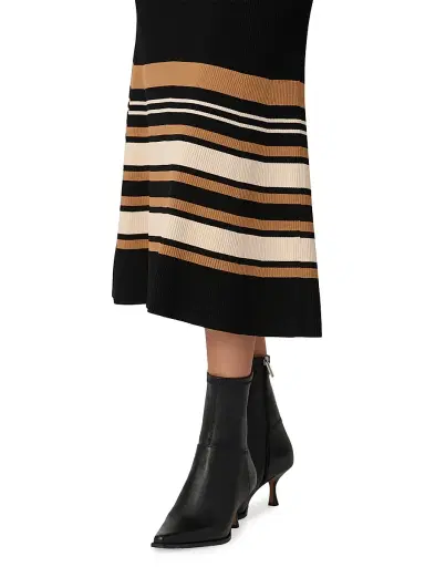 Shoshanna Women's Landon Striped Knit Midi-Dress - Jet Beige Camel | Thumbnail 4 Shoshanna Women's Landon Striped Knit Midi-Dress - Jet Beige Camel | Thumbnail 4
