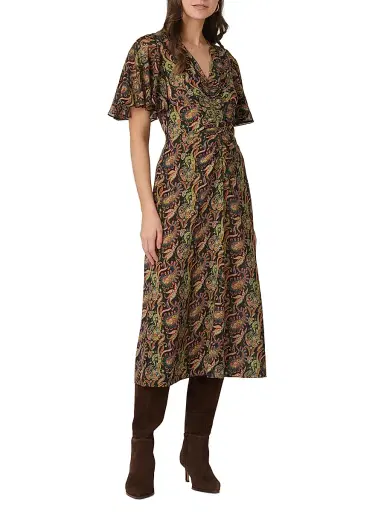 Shoshanna Women's Drew Paisley Cocktail Dress - Jet Teal Rust Multi | Thumbnail 2 Shoshanna Women's Drew Paisley Cocktail Dress - Jet Teal Rust Multi | Thumbnail 2