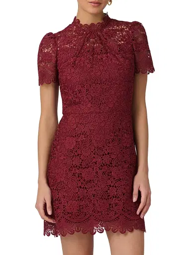 Shoshanna Women's Ella Lace Minidress - Burgundy | Thumbnail 2 Shoshanna Women's Ella Lace Minidress - Burgundy | Thumbnail 2