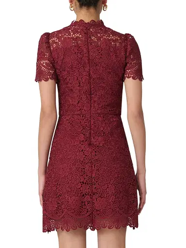 Shoshanna Women's Ella Lace Minidress - Burgundy | Thumbnail 3 Shoshanna Women's Ella Lace Minidress - Burgundy | Thumbnail 3