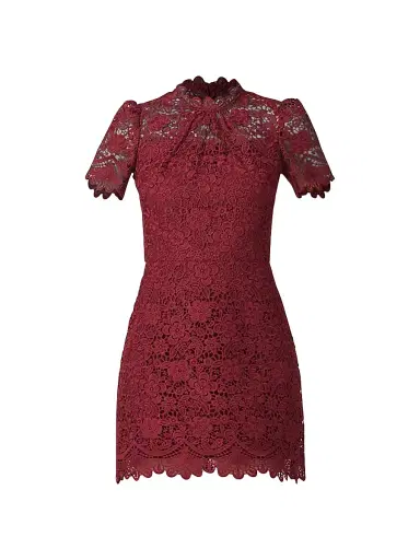 Shoshanna Women's Ella Lace Minidress - Burgundy | Thumbnail 1 Shoshanna Women's Ella Lace Minidress - Burgundy | Thumbnail 1