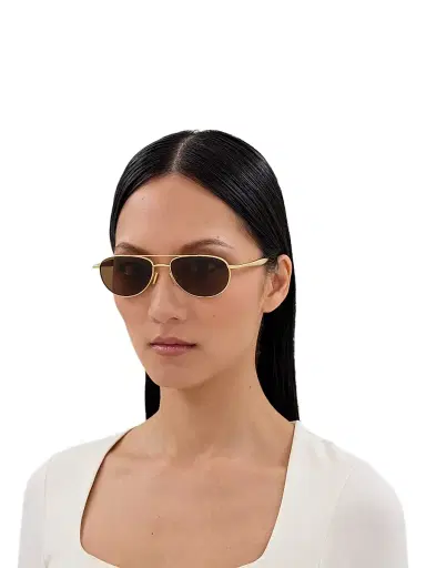 Bottega Veneta Women's Fin 56MM Aviator Sunglasses - Gold | Thumbnail 4 Bottega Veneta Women's Fin 56MM Aviator Sunglasses - Gold | Thumbnail 4