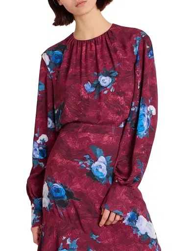 Erdem Women's Floral Blouse - Abstract Rose Mulberry Red | Thumbnail 3 Erdem Women's Floral Blouse - Abstract Rose Mulberry Red | Thumbnail 3