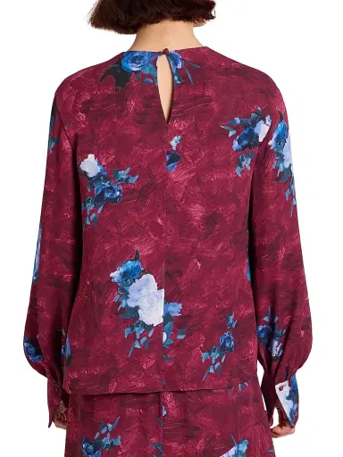 Erdem Women's Floral Blouse - Abstract Rose Mulberry Red | Thumbnail 5 Erdem Women's Floral Blouse - Abstract Rose Mulberry Red | Thumbnail 5