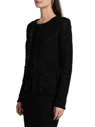 Chiara Boni La Petite Robe Women's Borant Metallic Tweed Cardigan - Black - Size Small | Thumbnail 4 Chiara Boni La Petite Robe Women's Borant Metallic Tweed Cardigan - Black - Size Small | Thumbnail 4