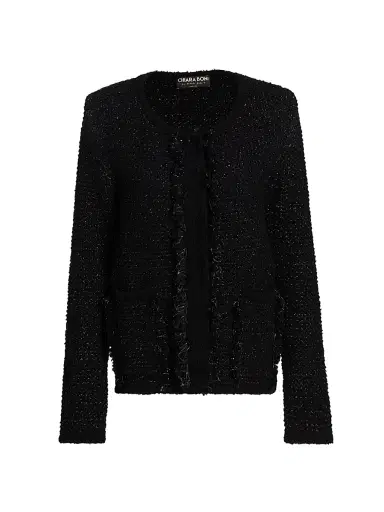 Chiara Boni La Petite Robe Women's Borant Metallic Tweed Cardigan - Black - Size Small | Thumbnail 1 Chiara Boni La Petite Robe Women's Borant Metallic Tweed Cardigan - Black - Size Small | Thumbnail 1