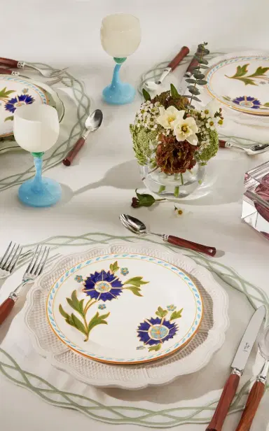 Este Ceramiche for Moda Domus Set-of-Four Printed Ceramic Dessert Plates - Blue | Thumbnail 2 Este Ceramiche for Moda Domus Set-of-Four Printed Ceramic Dessert Plates - Blue | Thumbnail 2