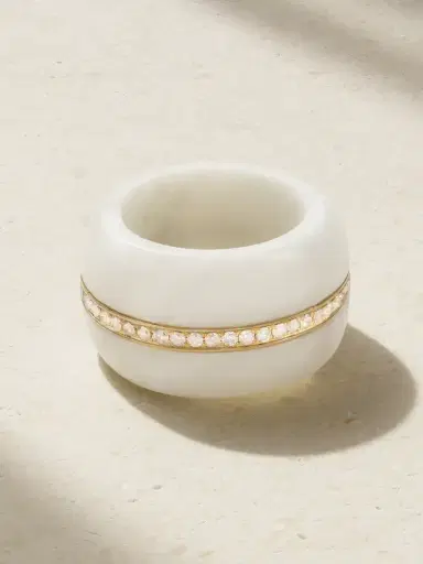 By Pariah 14-karat Recycled Gold, Marble And Diamond Ring | Thumbnail 1 By Pariah 14-karat Recycled Gold, Marble And Diamond Ring | Thumbnail 1