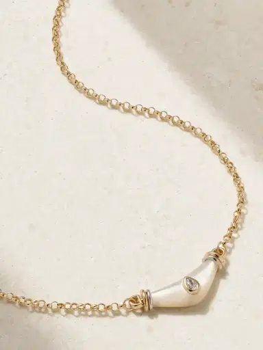 L’Atelier Nawbar Karma 18-karat Yellow And White Gold, Mother-of-pearl And Diamond Necklace | Thumbnail 1 L’Atelier Nawbar Karma 18-karat Yellow And White Gold, Mother-of-pearl And Diamond Necklace | Thumbnail 1