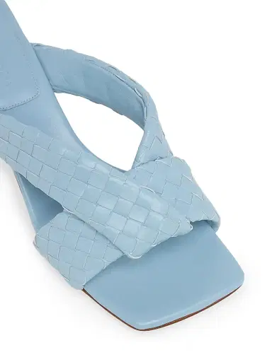Bottega Veneta Women's Riva 50MM Leather Kitten-Heel Sandals - Light Blue | Thumbnail 5 Bottega Veneta Women's Riva 50MM Leather Kitten-Heel Sandals - Light Blue | Thumbnail 5