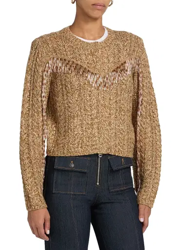 Cinq à Sept Women's Lisabeth Bugle-Fringed Knit Cardigan - Oatmeal Multi | Thumbnail 4 Cinq à Sept Women's Lisabeth Bugle-Fringed Knit Cardigan - Oatmeal Multi | Thumbnail 4