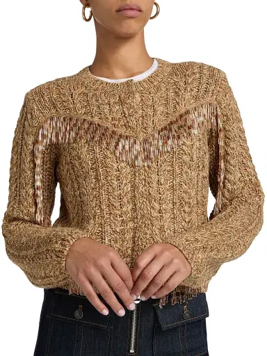 Cinq à Sept Women's Lisabeth Bugle-Fringed Knit Cardigan - Oatmeal Multi | Thumbnail 6 Cinq à Sept Women's Lisabeth Bugle-Fringed Knit Cardigan - Oatmeal Multi | Thumbnail 6
