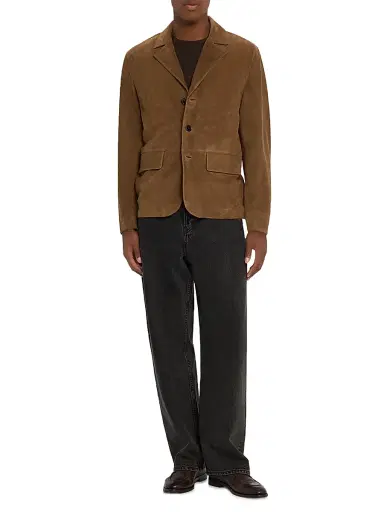 Frame Men's Modern Suede Blazer - Caramel - Size Medium | Thumbnail 2 Frame Men's Modern Suede Blazer - Caramel - Size Medium | Thumbnail 2