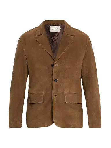Frame Men's Modern Suede Blazer - Caramel - Size Medium | Thumbnail 1 Frame Men's Modern Suede Blazer - Caramel - Size Medium | Thumbnail 1