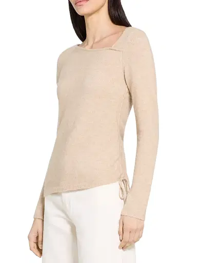 Theory Women's Asymmetric Merino Wool-Blend Top - Beige | Thumbnail 4 Theory Women's Asymmetric Merino Wool-Blend Top - Beige | Thumbnail 4
