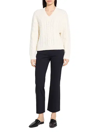 Theory Women's Wool-Cashmere Cable Knit Sweater - | Thumbnail 2 Theory Women's Wool-Cashmere Cable Knit Sweater - | Thumbnail 2