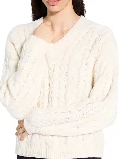 Theory Women's Wool-Cashmere Cable Knit Sweater - | Thumbnail 6 Theory Women's Wool-Cashmere Cable Knit Sweater - | Thumbnail 6